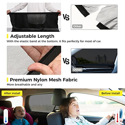 2 Pack Car Window Shades For Baby Sun Shade, Shade For Car Window, Stretchable And Breathable Side Car Window Shades For Car, Adjustable Mesh Window Cover For Car Camping Accessories #TOP3