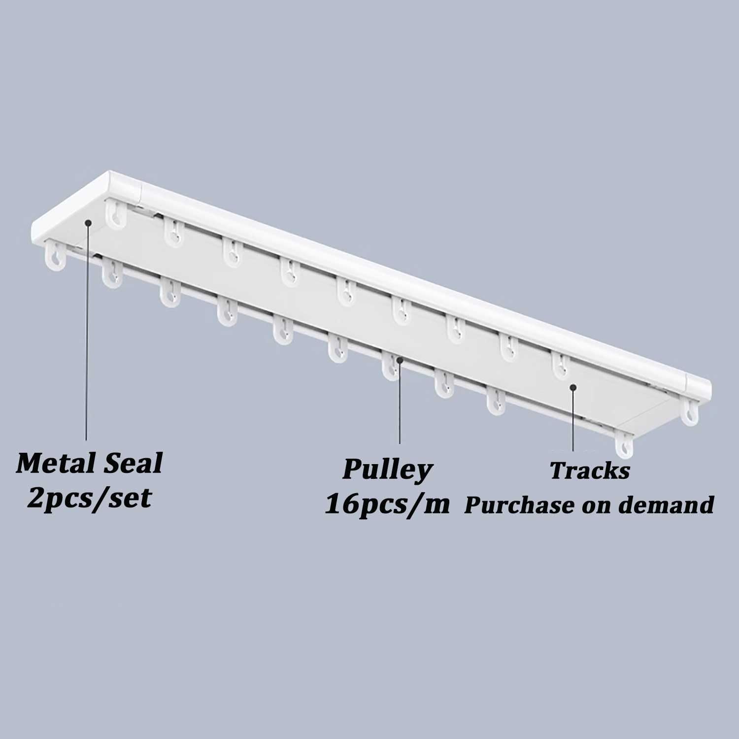 Heavy-Duty Double Row Ceiling Curtain Track Set - Easy Install Curtain Rails for Room Dividers & Window Treatments - Durable White Rods for Living Room & Bedroom (1.6m/5.2ft)