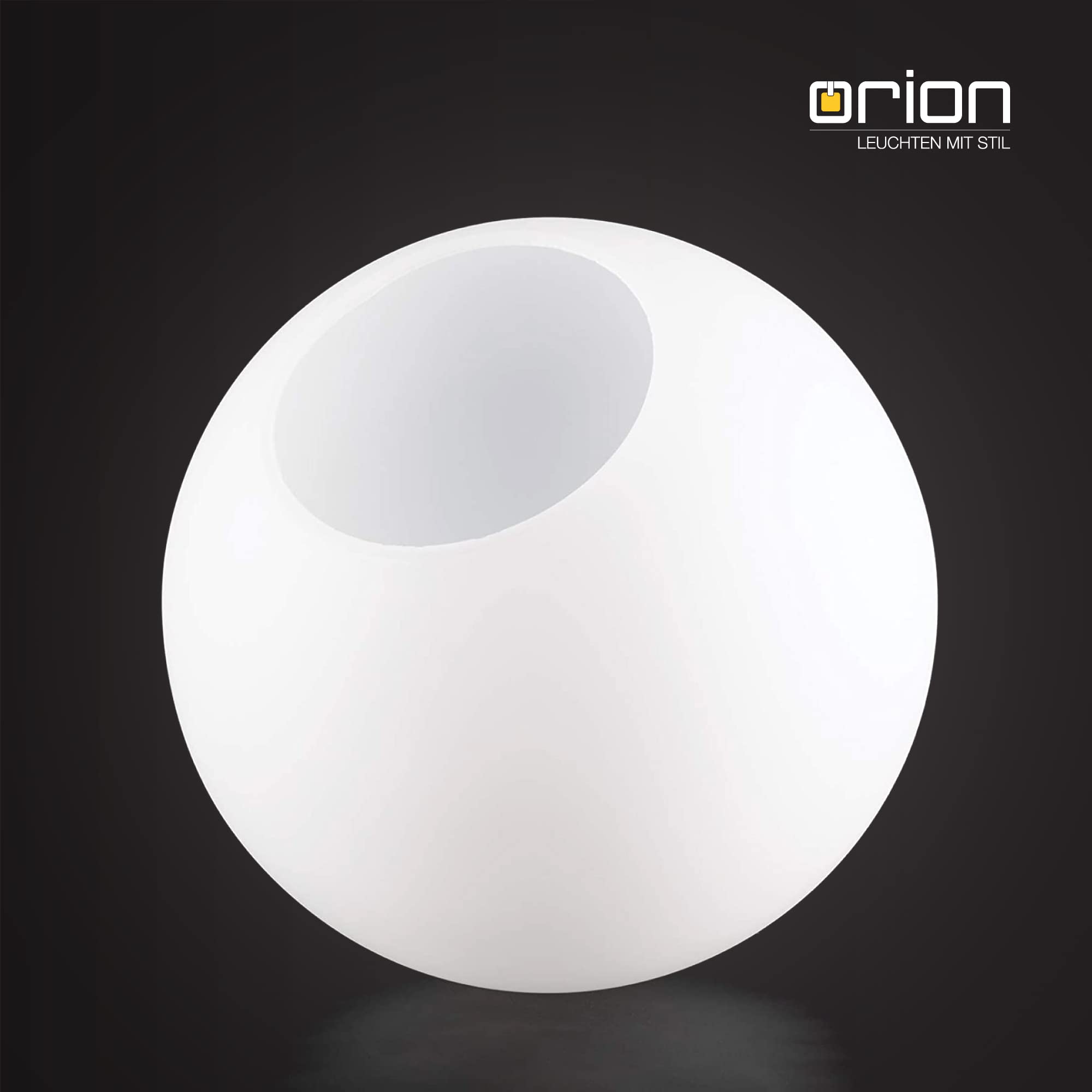 Sfera di vetro con foro, 70 mm, paralume in vetro opale, bianco opaco, diametro 140 mm
