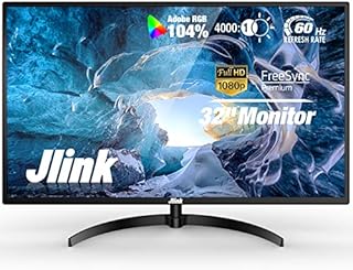 Computer Monitor - Jlink FHD 32 Inch Monitor, 1920x1080P 60Hz, 104% sRGB LCD Computer Display with HDMI VGA 3.5mm Audio, HDR Low Blue Light Anti-Glare VA Screen with Freesync, Tiltable, VESA Mountable
