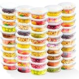 Plastic Food Storage Containers with Lids - Restaurant Deli Cups / Great for Slime, Party Supplies, Meal Prep and Portion Control - Leakproof and Microwave Safe - BPA Free (8 oz, Set of 50)