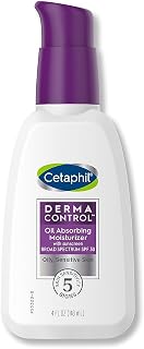 Cetaphil DERMACONTROL Oil Absorbing Moisturizer with SPF 30, For Sensitive, Oily Skin, 4 fl oz, Absorbs Oil, Reduces Shine, Hydrates, Protects, No Added Fragrance