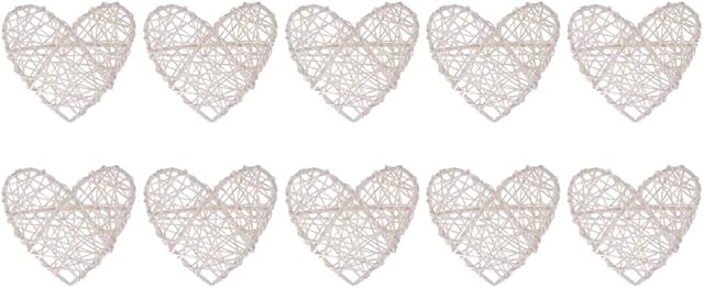 Healifty 10pcs White Heart Rattan Balls Decorative Rattan Balls DIY Craft Vase Filler Hanging Balls Ornaments for Wedding Baby Shower Party 16cm
