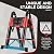 HBTower Telescoping Ladder A Frame, 16.5 Ft Aluminum Extension Ladder, Portable Compact Telescopic RV Ladder with Tool Platform and Stabilizer Bar, 300lb Capacity, Red