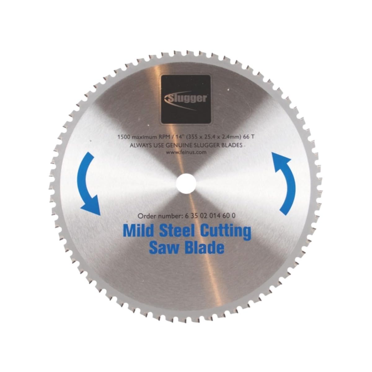 Slugger by Fein Mild Steel Cutting Saw Blade - Fast and Accurate Cuts up to 1/2" in Aluminum, Stainless Steel & Thin Metals, 14" Diameter, 66 Teeth - 63502014600