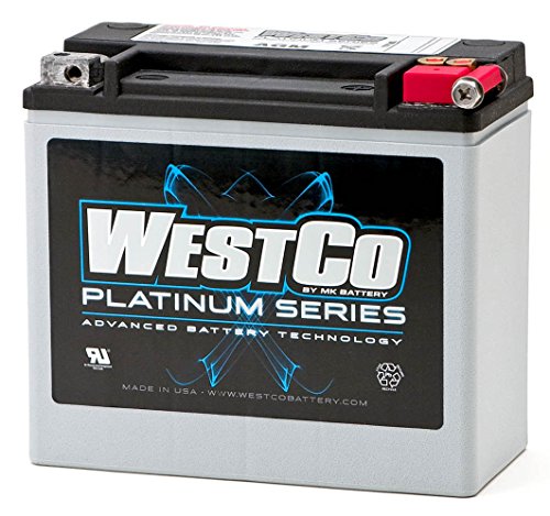 WCP20L onderhoudsvrije AGM-batterij van WESTCO voor Harley Davidson modellen 65989-97A, 65989-97B, 65989-97C, 65989-97D, 11-524, YTX20L-BS, YTX20HL-BS, HVT-01