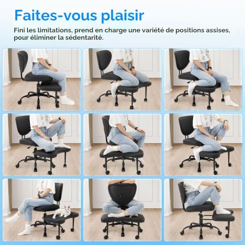 IWMH Fauteuil Bureau Chaise Bureau TDAH Chaise Position Jambes Croisées – vue 4