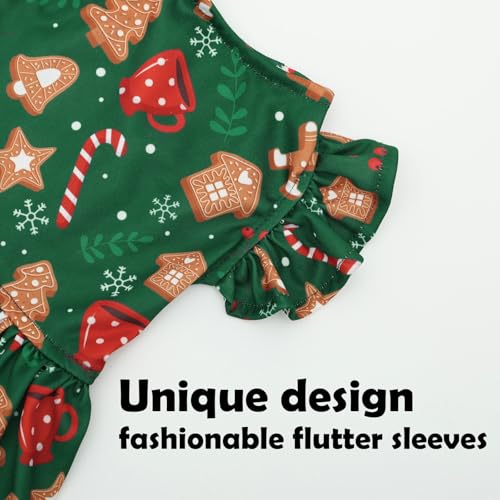 Image of CuteBone Frilly Dog Dress Princess Puppy Christmas Dresses with Ruffled Sleeves Cat Clothes Outfit for Small Dogs Girl Pet Apparel