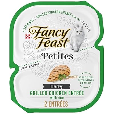طبق دجاج مشوي صغير من Purina Fancy Feast مع الأرز في المرق - طعام القطط الرطب اللذيذ - (عبوة من 12 قطعة) 2.8 أونصة. أحواض