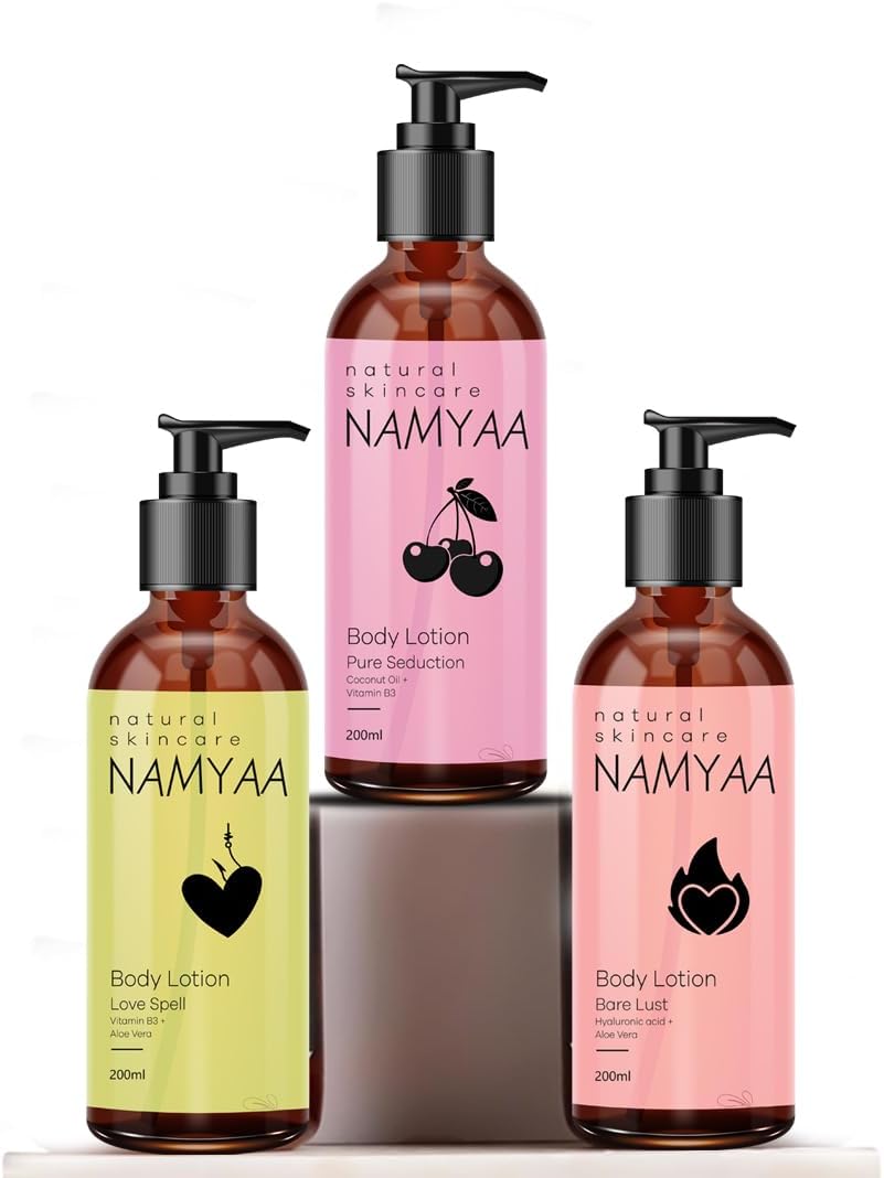 Namyaa Nourishing Body Lotion|With Long Lasting Fragrance|Made with Natural Ingredients |For Dry Skin|Gives Glowing And Ultra Soft Skin| Pack of 3(Aloe Vera, Coconut Oil)