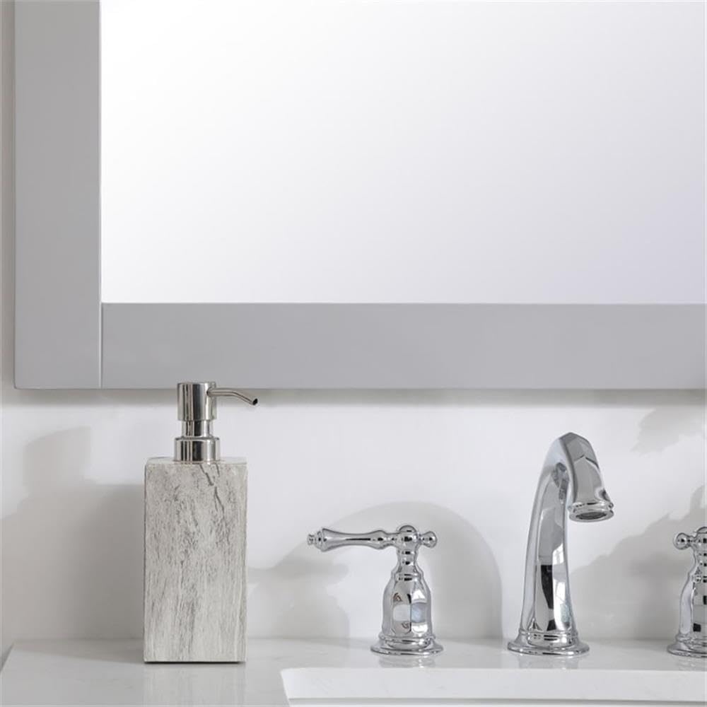 Pemberly Row Modern Bathroom Mirror, 36" x 30", Wood Frame, Gray Finish, Rectangle Polished Edge Design, Vertical/Horizontal Keyhole Mount, Contemporary Style for Bathroom or Any Room Decor