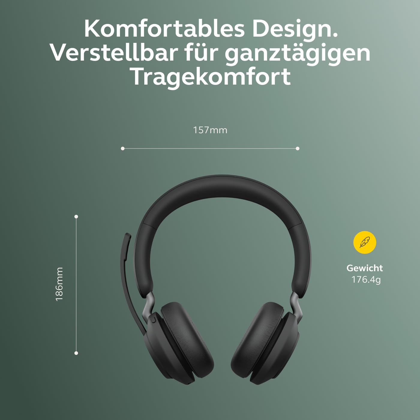Jabra Evolve2 65 Wireless PC Headset with Charging Stand – Noise Cancelling UC Certified Stereo Headphones with Long-Lasting Battery – USB-C Bluetooth Adapter – Black
