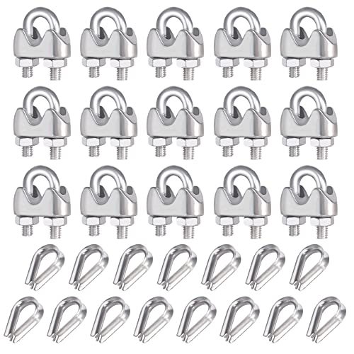 15 Stück Seilklemme 4mm Set Edelstahl M4 Seilklemmen 4mm Drahtseilklemme 4mm Drahtseil Kauschen Bügelseilklemme U Bolzen Klemme für Drahtseil