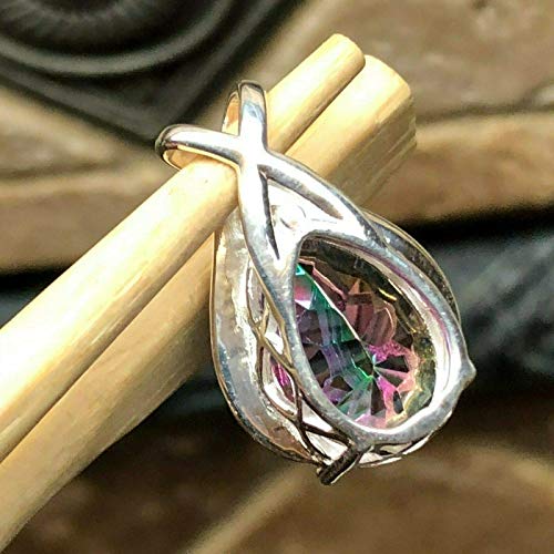 6Ct Rainbow Mystic Topaz 925 Solid Sterling Silver Pendant 30Mm #TOP3