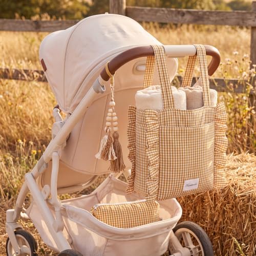 Abbylike Plaid Stroller Bag with Detachable Handle Drawstring Pocket Includes Mini Pouch Universal for Strollers - 5