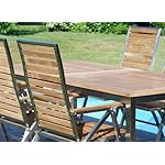 ALEOS Gartengarnitur Teak & Edelstahl mit Ausziehtisch