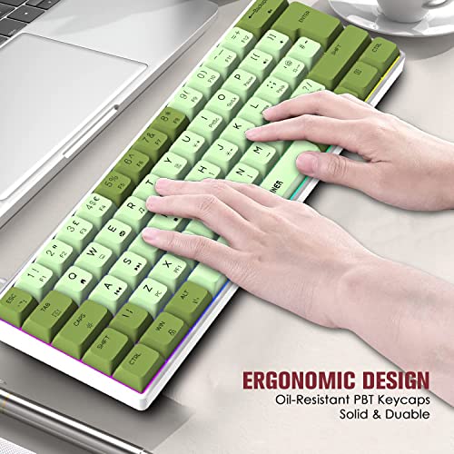 Small Mechanical Gaming Keyboard Type-C Wired With Pbt Dye-Subbed Keycaps Rainbow Rgb Backlit 60% Layout Full Anti-Ghosting 62 Key Ergonomic For Typist Laptop Pc Mac Gamer (Green Mix/Red Switch) #TOP5