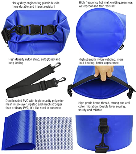 Floating Waterproof Dry Bag Backpack 5L/10L/20L/30L/40L, Roll Top Dry Sack Pack For Kayaking Rafting Boating Surfing Swimming Camping Hiking Beach Fishing Skiing Snowboarding Sailing (Dark Blue, 10L) #TOP3