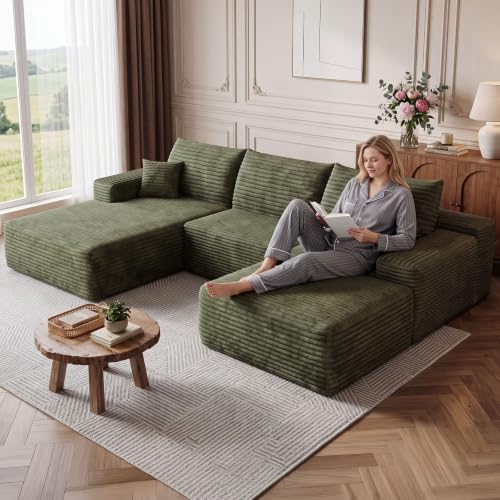 Image of Boneless Cloud Sectional Couch Modular Sofa with Ottoman for Living Room