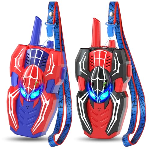 Walkie Talkies for Kids, Spider Toys 2 Pack Outdoor 2 Way Radio Toy Gifts Camping Brithday Gift Walkie Talkies for 3 4 5 6 7 8 9 10 Year Old Boys