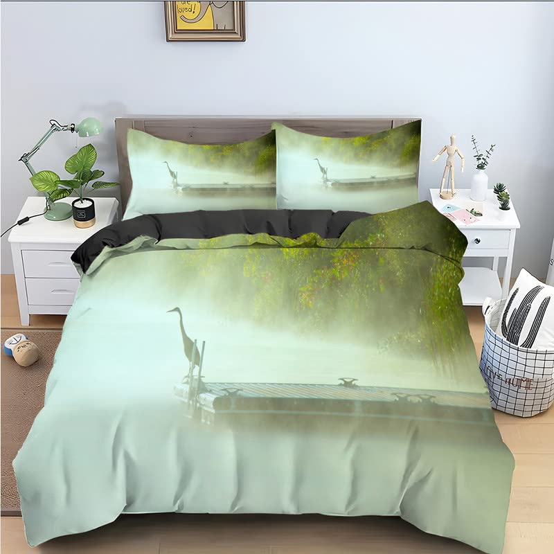Parure de lit 220x240 en microfibre vert sauge pour adulte