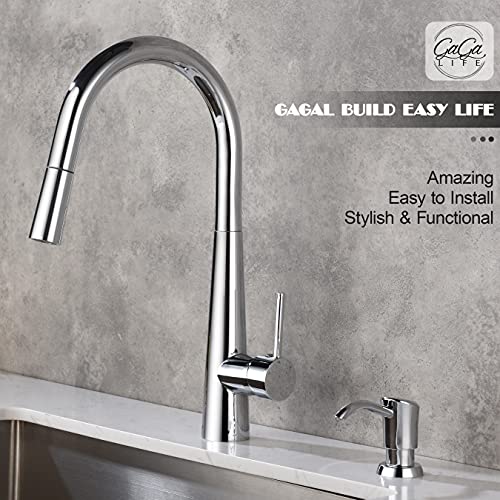 GAGALIFE Built in Sink Soap Dispenser or Lotion Dispenser for Kitchen Sink, Chrome ABS Pump Head, with 13 Ounce Large PET Soap Bottle - Thumbnail 3