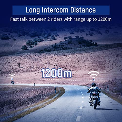 LEXIN 1pcs ET-COM V5.0 Motorcycle Bluetooth Headset, Helmet Communication Systems with DSP/CVC Noise Cancellation,1200m Rider-to-Rider Intercom with FM Radio for ATV/Snowmobile