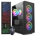 STGAubron Gaming PC Desktop Computer, Intel Core i7 8th Gen up to 4.1G, Radeon RX 580 8G, 16G DDR4, 512G SSD, WiFi 6, BT 5.2, RGB Fan x4, Windows 11 Home