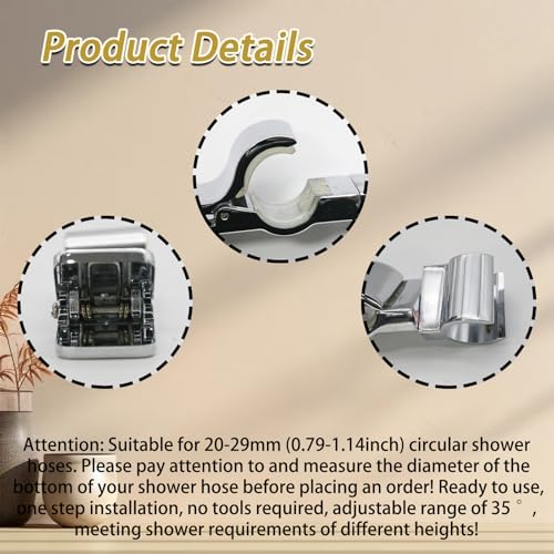 OYWOBET 1 Pack Silver Adjustable Shower Head Holder, Universal Rail 20-29MM Slide Bar, 35 Degree Rotation Sprayer Holder for Home Bathroom Replacement by OYWOBET - Used condition - Image 3