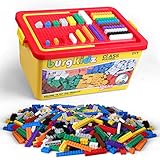 burgkidz Building Bricks, 1000 Pieces Classic Building Blocks Bulk Block Set with Reusable Storage Box and Building Base Plate with Handle, Compatible Construction Block Toys (1,000 pcs)