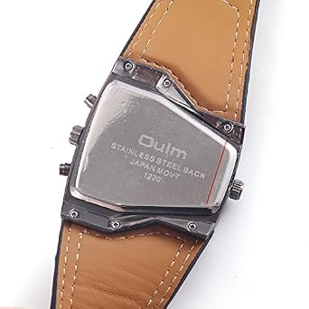 Watches Men Business Leisure Dual Time Zone PU Leather Band Irregular Shape Analog Quartz Watch WatchBlue