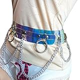 Women Faux Leather Harness Garter Belt Adjustable Waist Leg Body Caged with Punk Metal Chain(N06)