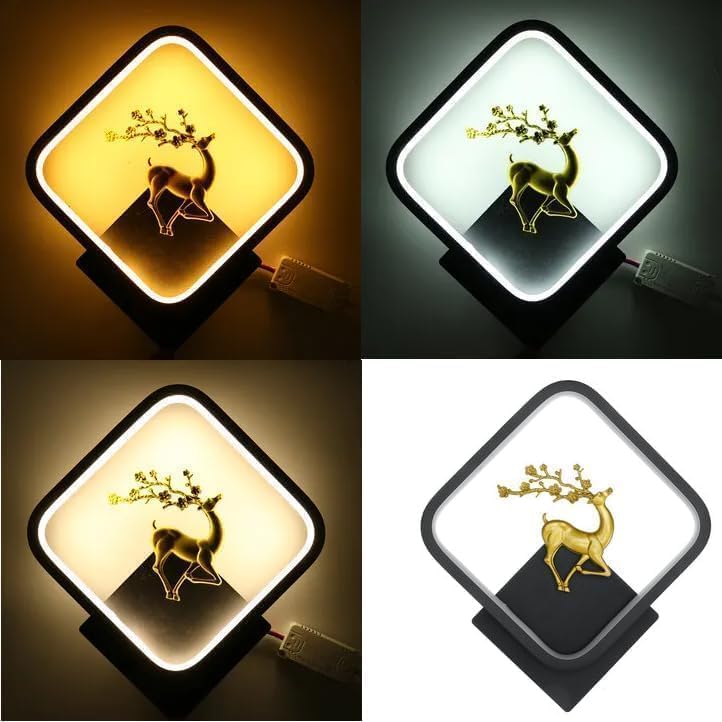 Modern Deer LED Wall Light (Pack of 2) Decorative Square Wall Lamp with 3 Color Modes (Warm White, Natural & Cool White), Indoor Wall Light for Living Room, Bedroom, & Home Decor (Pack of 1)-image-49