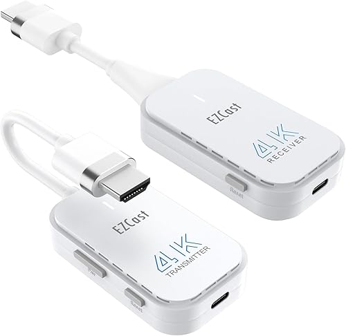 EZCast Transmisor y receptor HDMI inalámbrico, 4K 30Hz, duplicación de pantalla y extensión para portátil/PC/PS5, rango de 98.4 ft