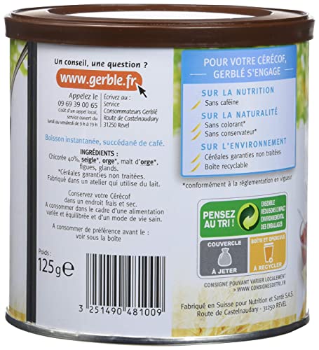 Gerblé reduzierter Gehalt - Sofortgetränk aus Getreide und Röstchen, natürlich koffeinfrei, 1 Box, ca. 60 Tassen, 4220