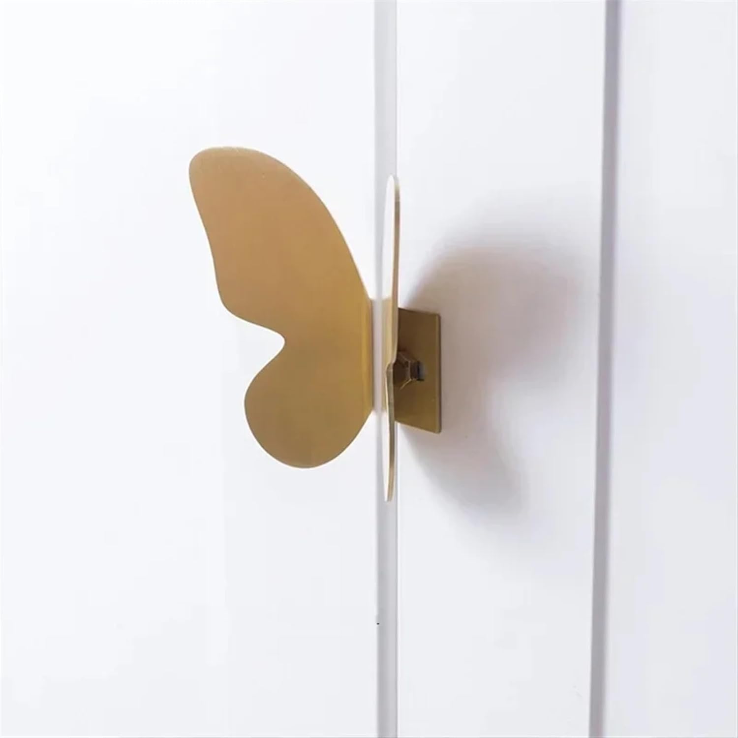 Luxury Brass Butterfly Shape Knob Rural Cupboard Pulls Dresser Drawer Knobs Furniture Handle Hardware Children's Room Decor 1Pcs (Color : 1Pcs Left)