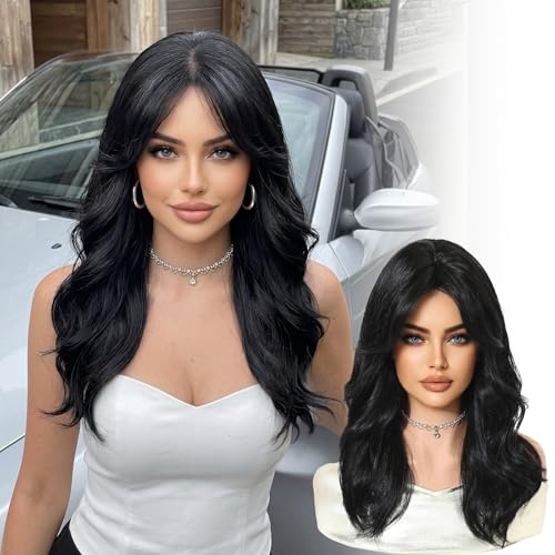 Veltronix Layered Black Shoulder Length Curly Bob Human Hair Wigs