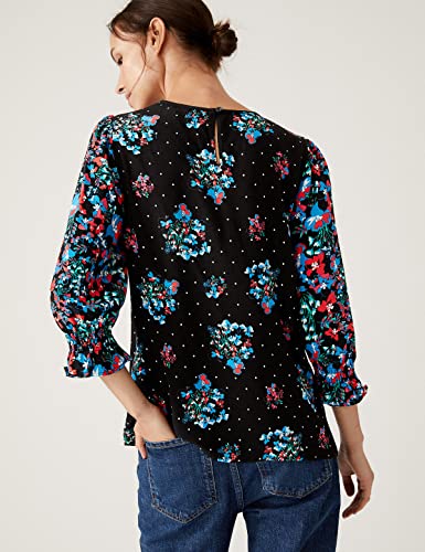 Image of Marks & Spencer Womens Floral Viscose Round Neck Regular Fit Long Sleeve Top