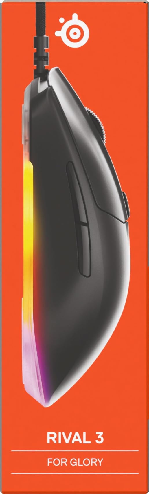 SteelSeries Rival 3 Gen 2 - Mouse Gaming - Sensore ottico TrueMove Core da 8500 DPI - 60 milioni di clic di durata - bassa latenza - 77 g di peso - 100% piedini in PTFE - RGB - Nero