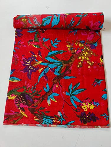 Image of Floral Printed Cotton Fabric Cloth Hand Block Print Fabric Women Material Running Jaipuri Hand Block Printed Women Dress Material Kurtis Natural 44 inch Inches Width 2.5 Meter (Pattern 32)
