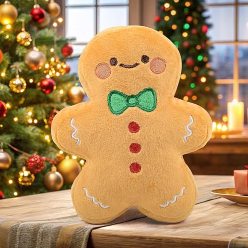 Vibbang Lebkuchenmann Kissen, 20 cm Weihnachts Kissen Weihnachts Lebkuchen Plushie, Lebkuchenmann Spielzeug, Niedliche WeihnachtsKissens, Kleine Geschenke f&uuml;r Kinder Frauen