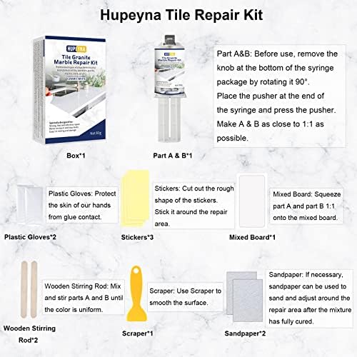 Bathtub Repair Kit White, Acrylic Tub Shower Tray & Granite Marble Repair Kit, Waterproof and Leak-Proof Porcelain Tile Repair Kit to Repair Scratches, Holes, Cracks