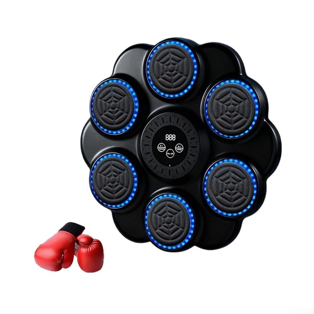 Macchina da boxe a LED da parete con bersaglio musicale a LED | musica, luci RGB per gli occhi, monitoraggio app, sfide globali, costruzione di abilità