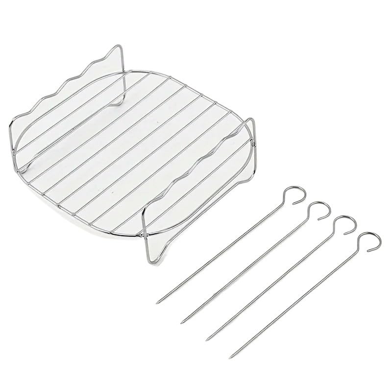 Friteuse à air carrée accessoires de cuisine 20cm avec grille inox et brochettes de cuisson