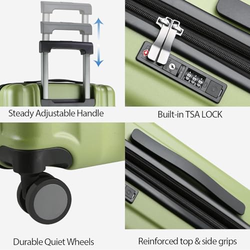 KROSER Hardside Expandable Carry On Luggage with Spinner Wheels & Built-in TSA Lock, Durable Suitcase Rolling Luggage with USB Port, Carry-On 20-Inch, Green4