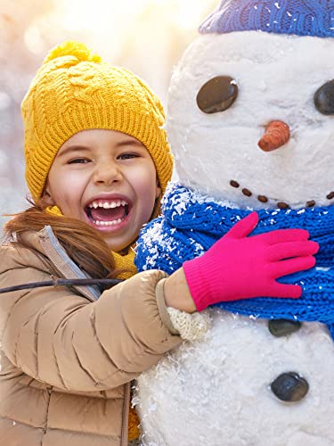 Geyoga 3 Pair Winter Warm Gloves Kids Toddler Winter Full Finger Knit Gloves for Kids Children Girls Aged 5-10 Year4