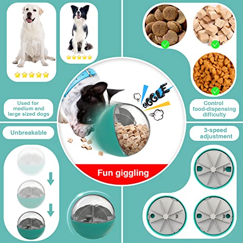 Kadtc Dog Balls Adjustable Food Dispensing Treat Dispenser Dogs Puzzle Feeder Toy Wobble Wag Talking Giggle Squeaky Puppy Chew Indestructible Ball For Small/Medium/Large Aggressive Chewers Breed A #TOP1