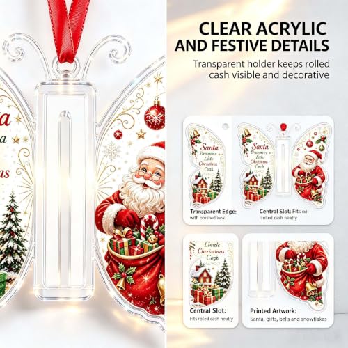 Christmas Cash Gift Ornament - Butterfly Money Holder with Acrylic，C - image 2