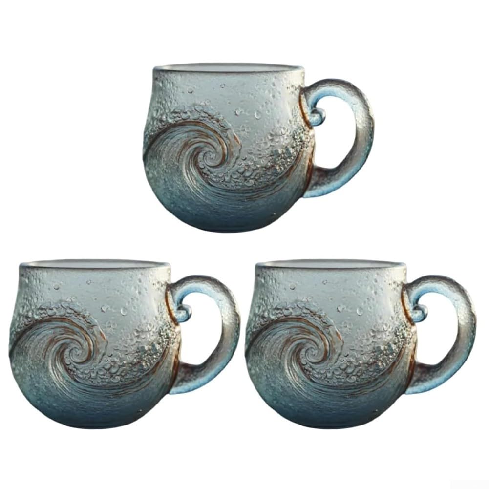 Taza de vidrio de mar de diseño único soplado artesanalmente