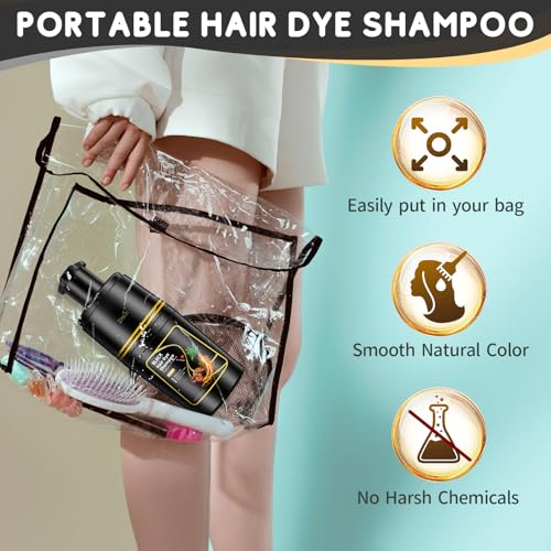 Image of IIIMEIDU Black Hair dye Shampoo 3 in 1, Natural Hair Color Shampoo for Gray Hair, Tinte Para el Cabello for Women and Men Grey Coverage, 350ml